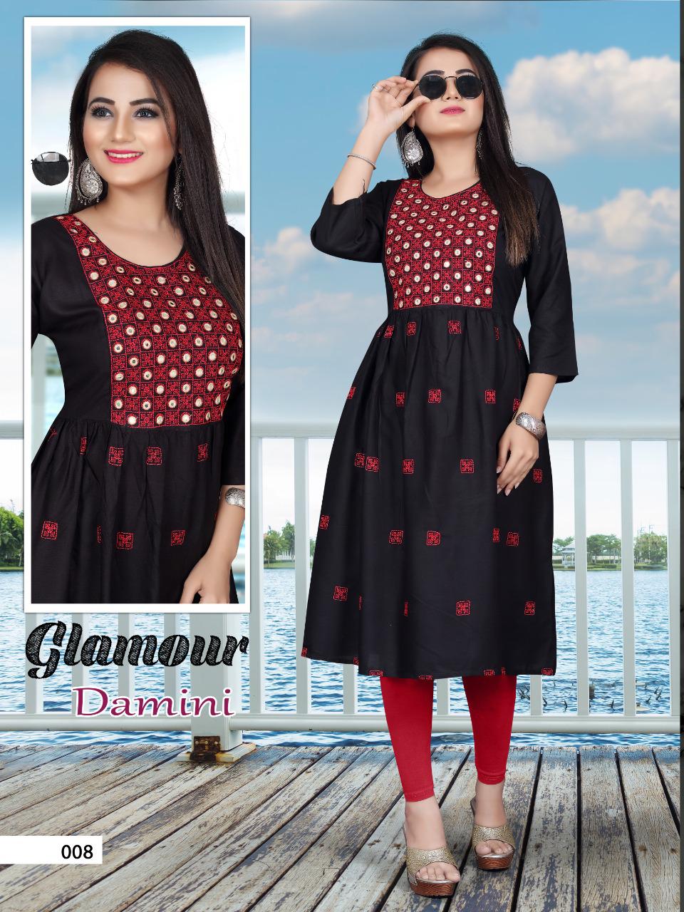 Damini 2 Heavy Rayon Ethnic Wear Embroidery Latest Kurti Collection